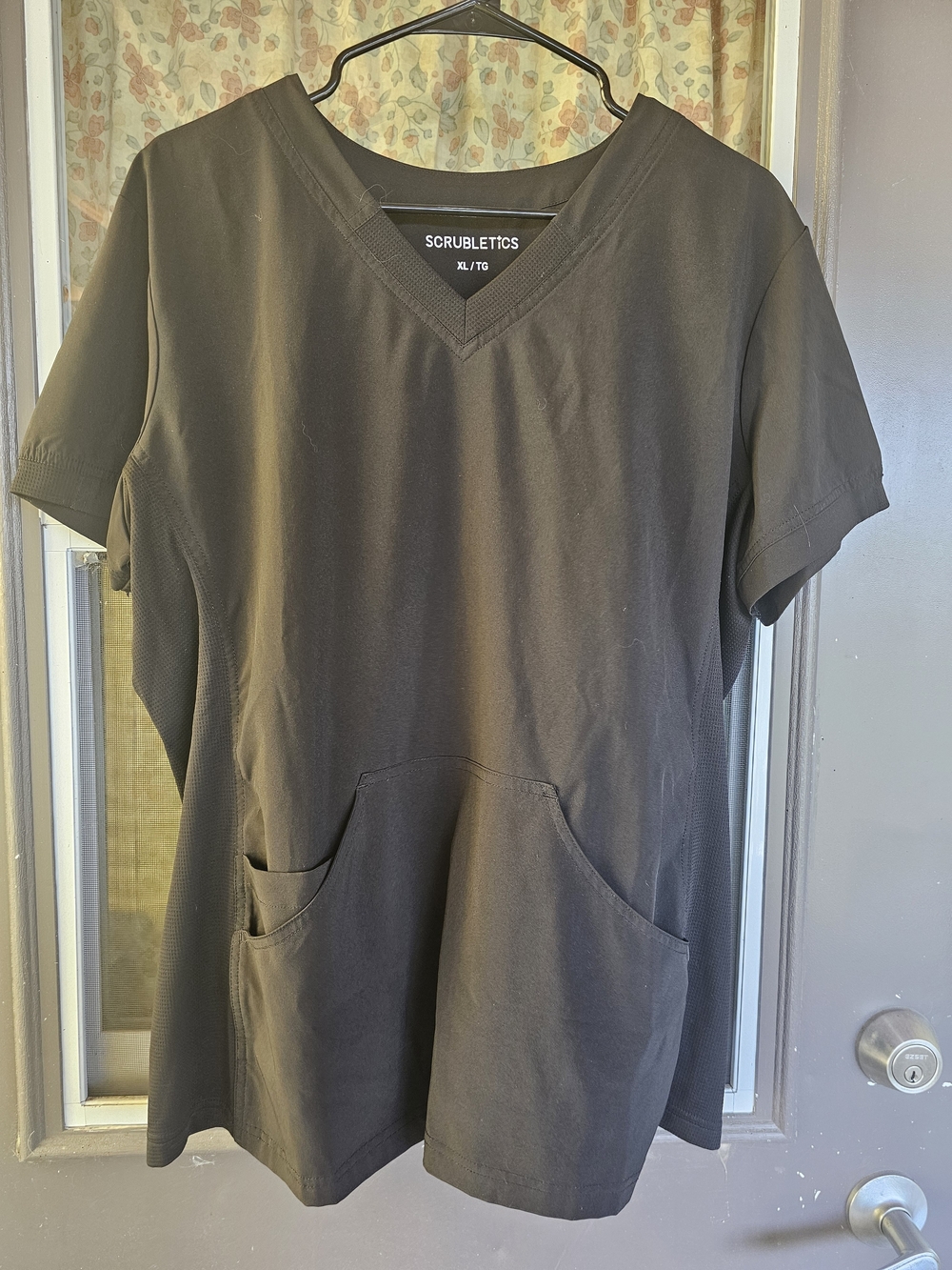 Women's Black V-Neck Medical Scrub Top